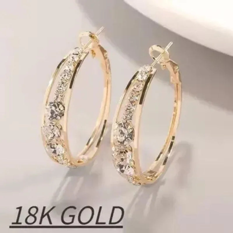 European and American Fashion Hoop Earrings Women'S Earrings Micro-Inlaid White Zircon Delicate Earrings Romantic Valentine'S Day Gift Engagement Earrings Wedding Earrings Anniversary Women'S Jewelry