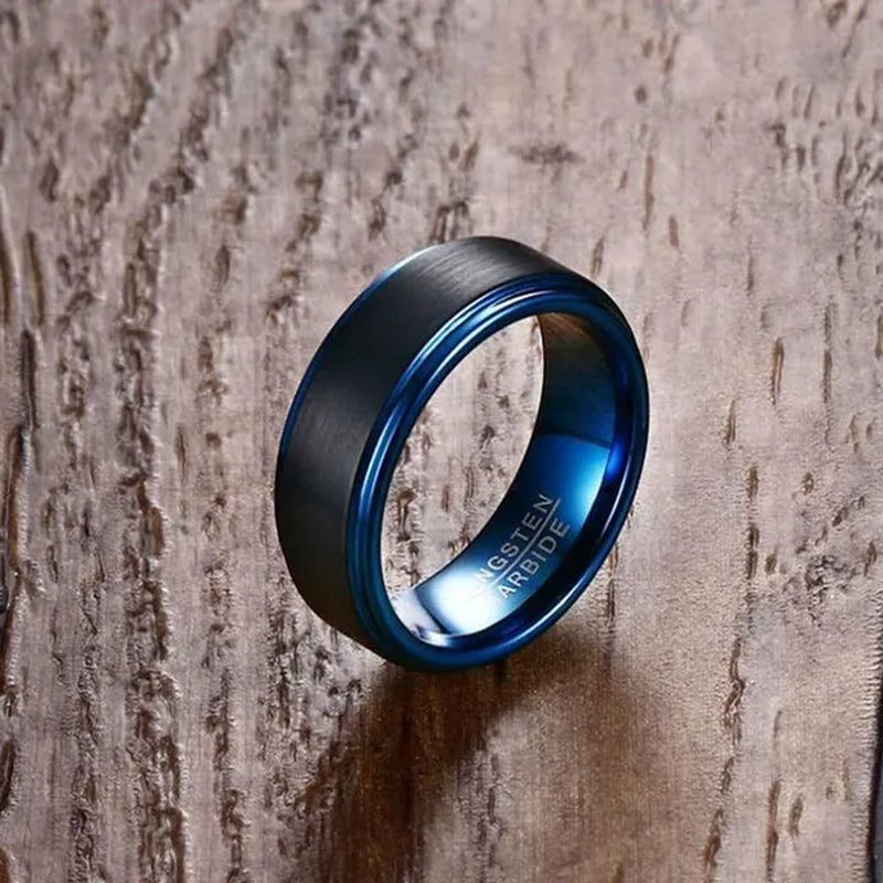 Two Rings Couple Rings Tungsten Steel Men's Rings 18k Black Gold Filled Princess cut Sapphire Women's Wedding Ring Sets