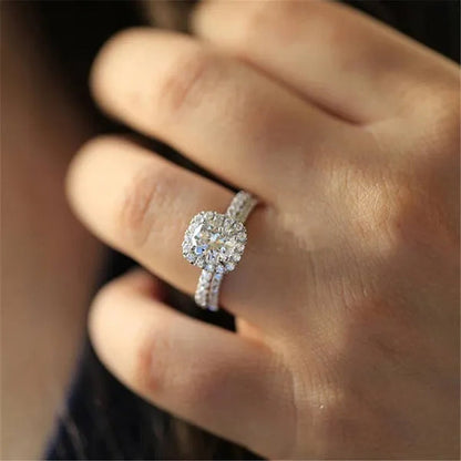 Exquisite Silver Plated Round Cut White Sapphire Diamond Promise Rings Courtship Jewelry Engagement Accessories
