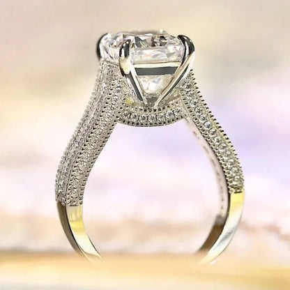 Fashion Bride Jewelry Gorgeous 925 Sterling Silver White Sapphire Eternal Diamond Ring Female Wedding Proposal Engagement Anniversary Party Accessories Gift Promise Rings Size 4-12 Bague Femme