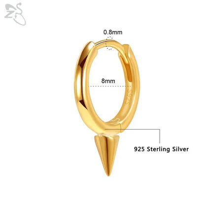 1 Pair Zircon 925 Sterling Silver Hoop Earring for Women Girls Gold Color Spike Circle Earrings Silver Punk Ear Piercings Jewelry Gifts