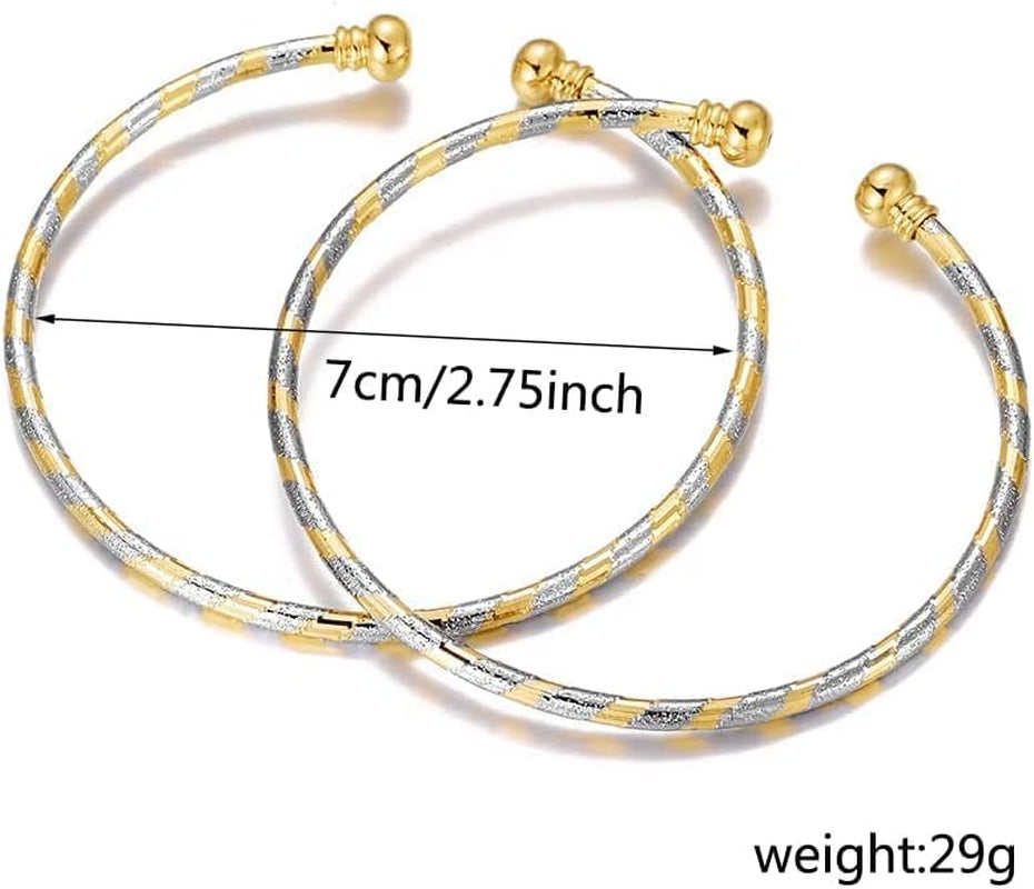 Simple 18K Double Colors Gold Plated plus Size Adjustable Cuff Bangles Bracelet for Women Men Jewelry with Gift Pouch