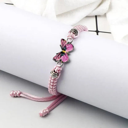 2022 Hot Adjustable Braided String Bracelet for Women Grey Butterfly Pendant Handmade Charm Bangles Fashion Girl Jewelry