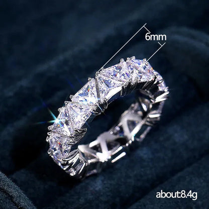 2.0ct Triangle Cut Diamonds Eternity Band Bridal Engagement Rings for Women Wedding Party Jewelry Gift