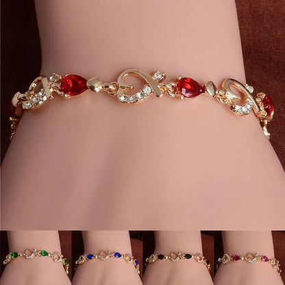 Trendy Women/Lady'S Fashion Crystal Diamond 18K Gold Plated Heart 5 Colors CZ Stones Bracelets & Bangles Jewelry Gifts