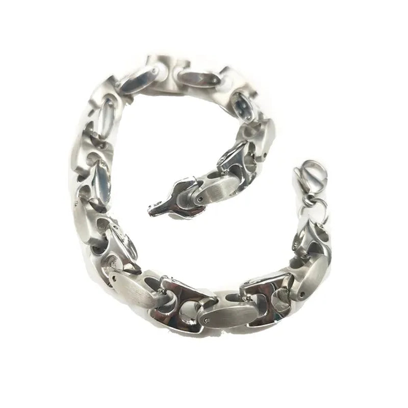 Men's Bangle 316L Stainless Steel  Silver Solid  large Chunky Curb Cuban Link Chain Bracelet Gifts for Men Boys 9mm 8.5 inch Heavy