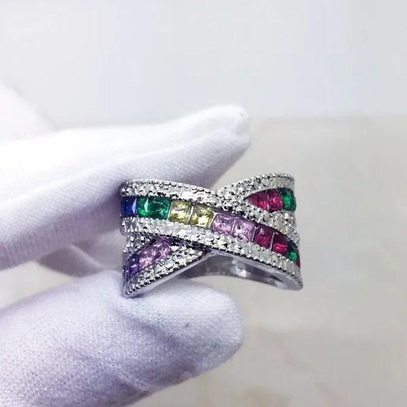 plated Silver Engagement Jewelry Tanzanite Ruby Genuine stone Promise Ring