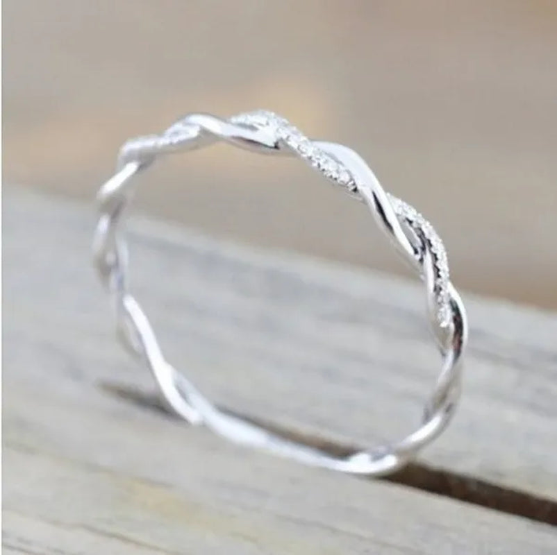 Diamond Ring Engagement Ring  Diamond Anniversary Twined Vine Simple Infinity Eternity Ring Bridal Women Promise Ring Anniversary Gold Wedding Bands Size 4-10 - WORLD TIME VISITS