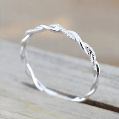 Diamond Ring Engagement Ring  Diamond Anniversary Twined Vine Simple Infinity Eternity Ring Bridal Women Promise Ring Anniversary Gold Wedding Bands Size 4-10 - WORLD TIME VISITS