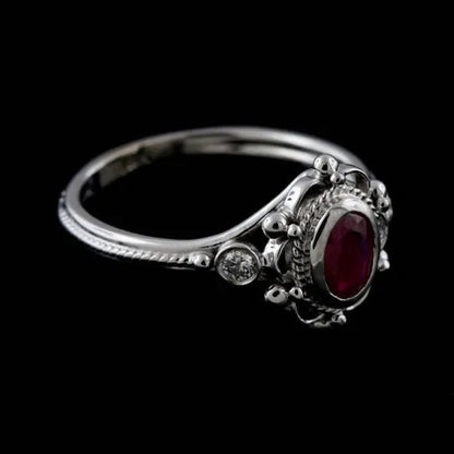 Vintage Women's Jewelry 925 Sterling Silver Ring Exquisite Amethyst / Ruby Antique Anniversary Gift Retro Proposal Engagement Rings Bridal Wedding Band Size 6 - 10