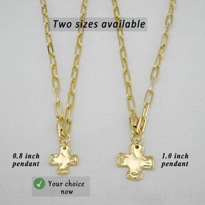 Chunky Cross Necklace for Women Trendy 14K Gold Silver Plated Statement Big Cross Pendant Paperclip Chain Charm Necklaces Religious Faith Easter Basket Stuffers Baptism Costume Jewelry Gift