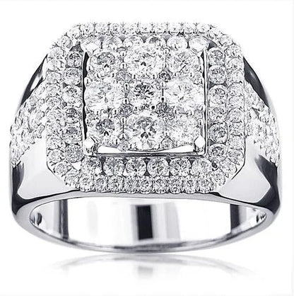 Men's  White Diamond 925 Sterling Silver Ring Gifts