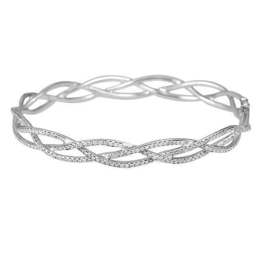 Enterprises 23490 3.75 CT round Pave Set Diamonds Bangle - White Gold