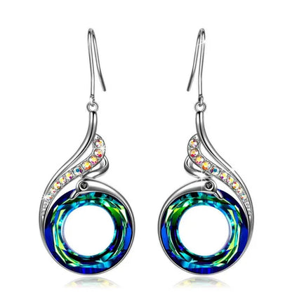 2 colors Woman's ❤️Nirvana of Phoenix❤️  Crystals Earrings ( Blue /  Multi )