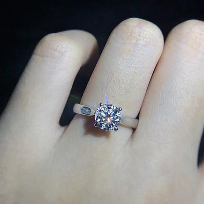 14K White Gold Rings for Women 2.0Ct round Cut Zirconia Diamond Solitaire Ring Wedding Band Engagement Bridal - WORLD TIME VISITS