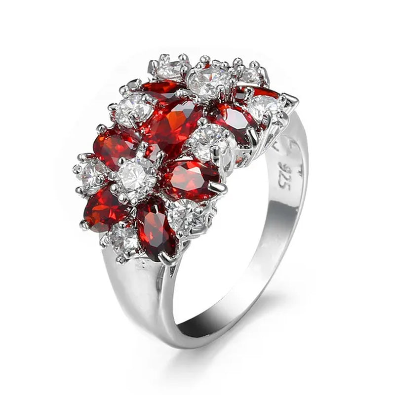 Fashion women 925 sterling  silver sapphire & white topaz gemstones Rings Size 6 7 8 9 10