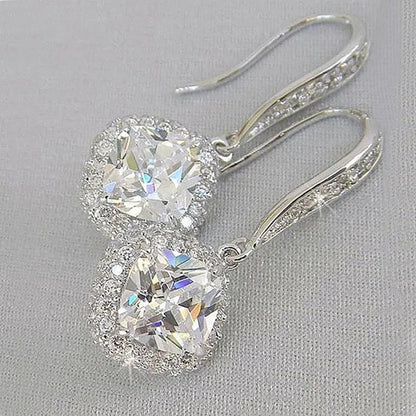 Lady Elegant Fashion Noble 925 Silver Diamond Dangle Drop Earrings for Women Jewelry