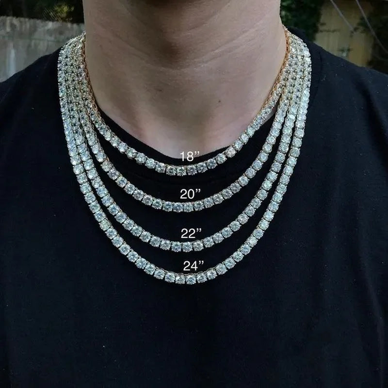 Necklace for Women Gorgeous Men's Gold Tennis Chain Icy Diamonds Hip Hop Choker Chain Necklace Bling Jewelry 18-30 Inches