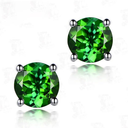 2.00 CTTW .925 Sterling Silver Genuine Green Ametyst Stud Earings
