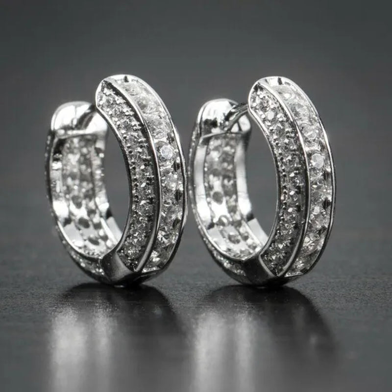 Mens Earrings Jewelry Trendy Silver Plated & Gold Earring Men Women Micro Pave Lab Diamond Hoop Earring Daily Casual Party Gold Earrings Silver Earrings