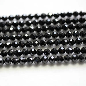 Natural 4mm black spinel faceted round loose beads for jewelry necklace DIY design or gift