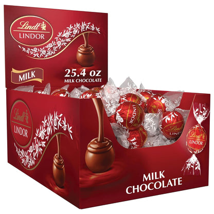 LINDOR Milk Chocolate Candy Truffles, Milk Chocolate with Smooth, Melting Truffle Center, 25.4 Oz., 60 Count