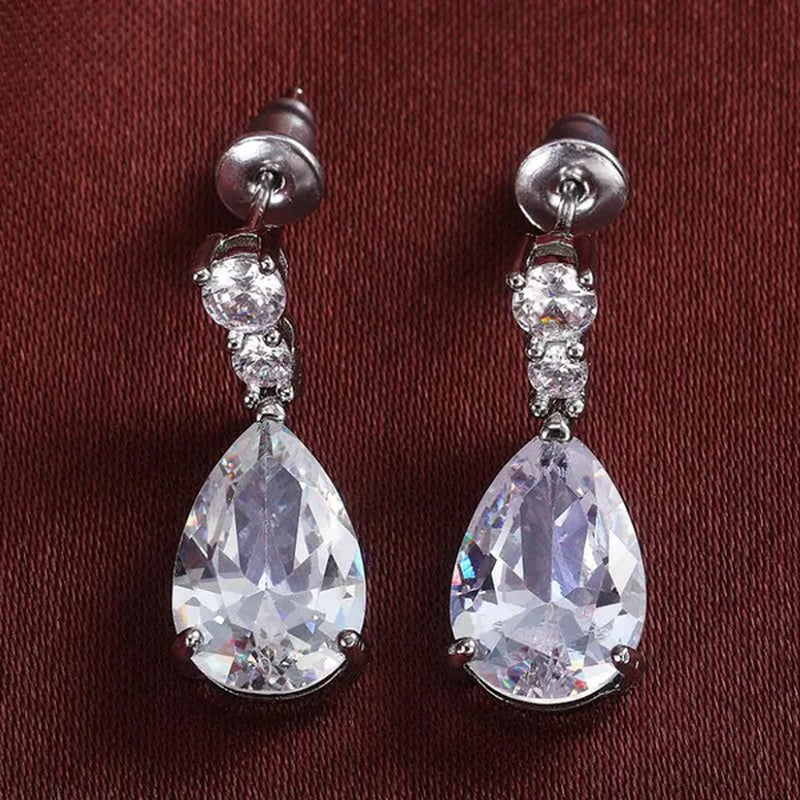 Exquisite Waterdrop Amethyst Drop Earrings for Women Engagement Wedding Jewelry Lover Birthday Gift - WORLD TIME VISITS