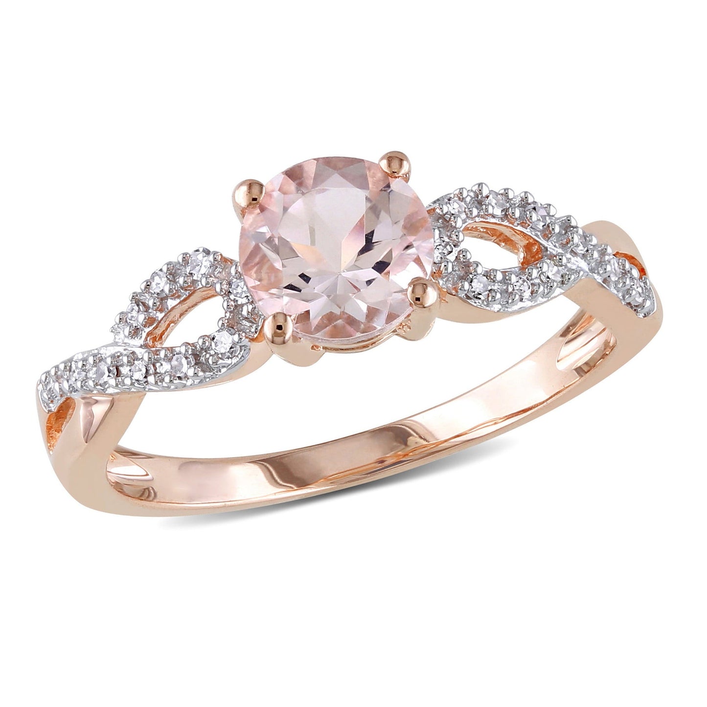 Women'S 1 CT Morganite & 1/10 CT T.W. Diamond 10Kt Rose Gold Infinity Engagement Ring