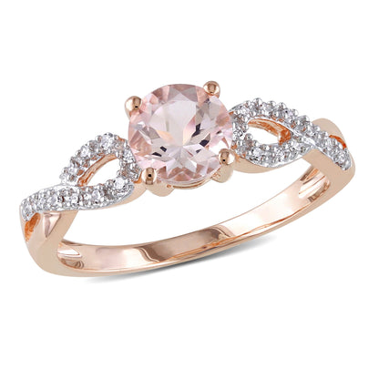 Women'S 1 CT Morganite & 1/10 CT T.W. Diamond 10Kt Rose Gold Infinity Engagement Ring