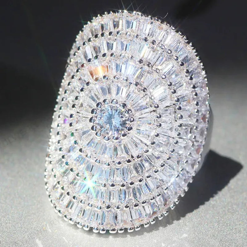 Luxury Cubic zirconia Statement Huge Multilayer Ring Wedding Bride Engagement Band Charm Women Ring JewelryWedding Bride Engagement Band Charm Ring