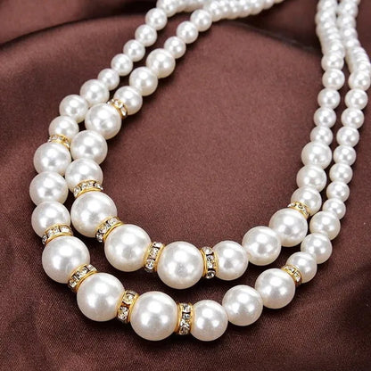 Fashion Double Layer Ladies Pearl Necklace Sister Companion Surprise Gift Ladies Necklace Pendant Temperament Diamond Jewelry Accessories Birthday Luxury Anniversary Gift