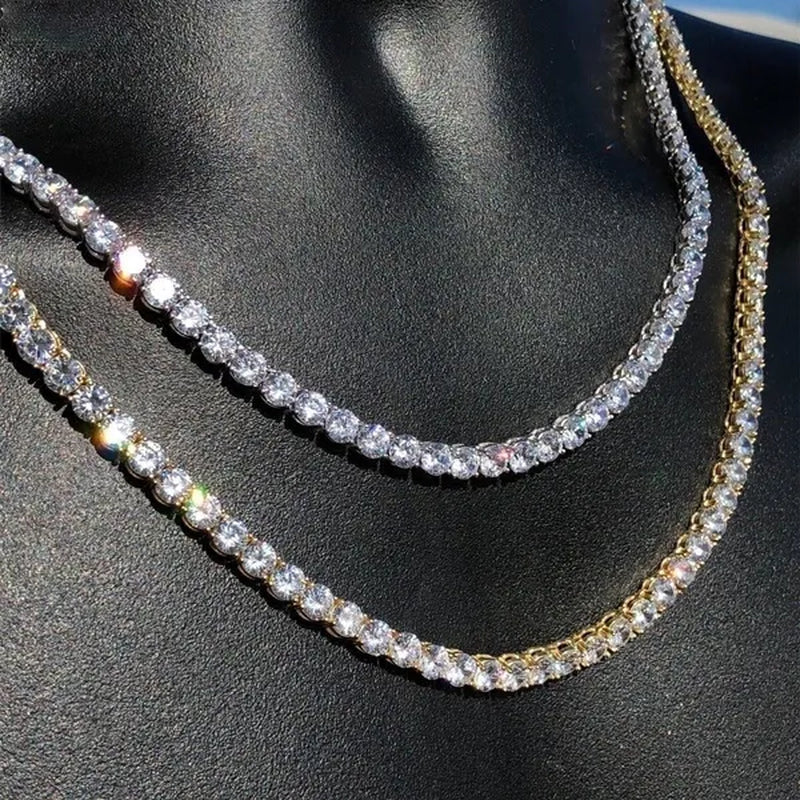 Necklace for Women Gorgeous Men's Gold Tennis Chain Icy Diamonds Hip Hop Choker Chain Necklace Bling Jewelry 18-30 Inches