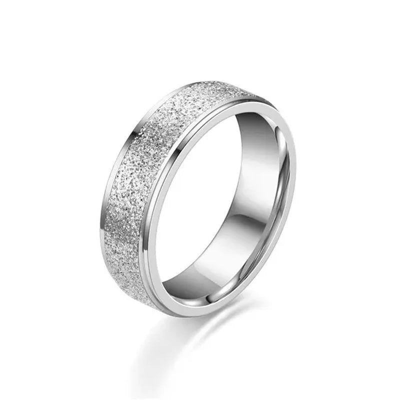1Pcs Rose Gold Stainless Steel Frosted Curved Ring Simple Geometric Type Ring Wide 4Mm/6Mm