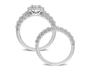 1/4 Carat (ctw) Diamond Engagement Bridal Ring & Wedding Band Set in Sterling Silver