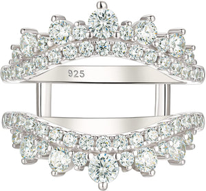 Curved Wedding Ring for Women Ring Enhancers Guard for Engagement Rings 925 Sterling Silver CZ