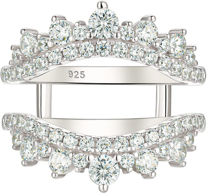 Curved Wedding Ring for Women Ring Enhancers Guard for Engagement Rings 925 Sterling Silver CZ