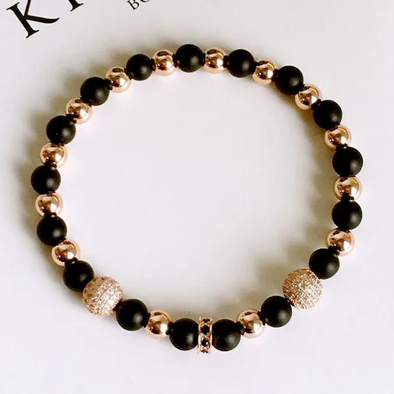 Lucky jewelry pulseras Gold Plated Beads Strand Bracelets Micro CZ Pave Charm Bracelets