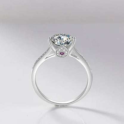 New Fashion Brilliant Round Cut Ruby Moissanite Ring 14K White Gold Plated Anti-tarnish Elegant Engagement Wedding Ring for Lover Precise Size 5-12