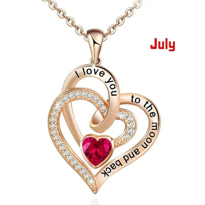 Ladies Heart-shaped Necklace Plated 925 Sterling Silver Birthday Jewelry I Love You Heart-shaped Diamond Necklace Birthday Gift for Girlfriend, Wife, Mother, Daughter, Grandmother