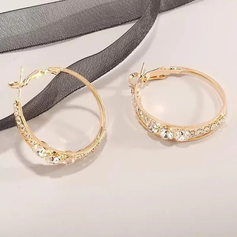 European and American Fashion Hoop Earrings Women'S Earrings Micro-Inlaid White Zircon Delicate Earrings Romantic Valentine'S Day Gift Engagement Earrings Wedding Earrings Anniversary Women'S Jewelry