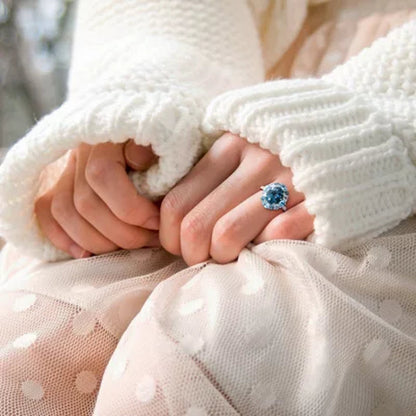 Blue and White Topaz Cocktail Ring in Sterling Silver