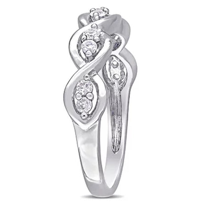 White Sapphire Infinity Design Ring in 14K White Gold