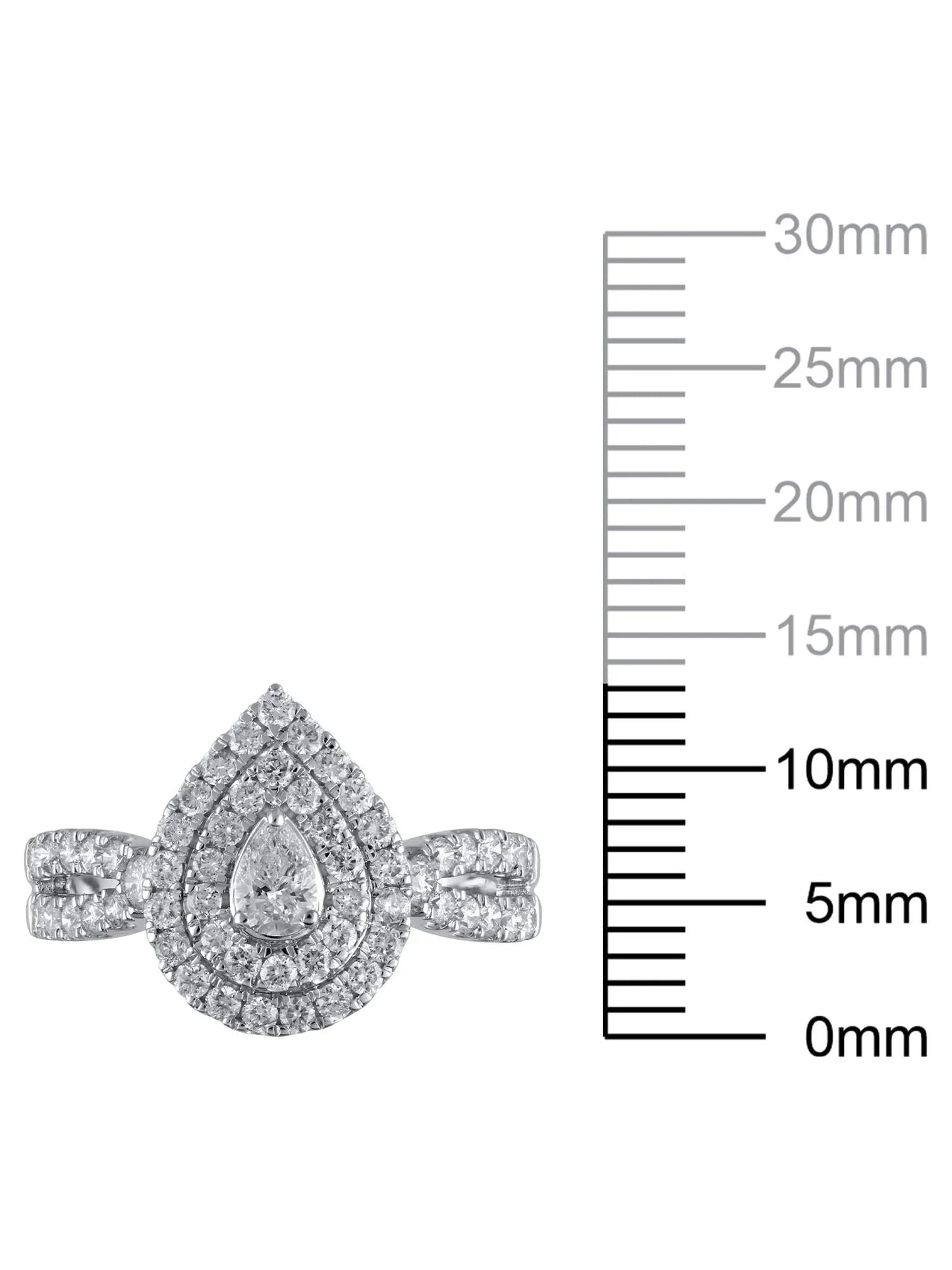 1 Carat T.W. (I2 Clarity, H-I Color)  Pear Cut Diamond Engagement Ring in 10Kt White Gold, Size 7