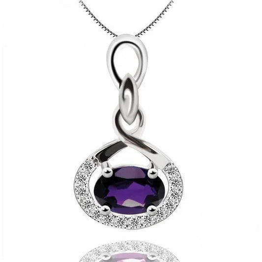 Majesty Diamonds MDS170151 0.66 CTW Oval Purple Amethyst Infinity Pendant Necklace in .925 Sterling Silver