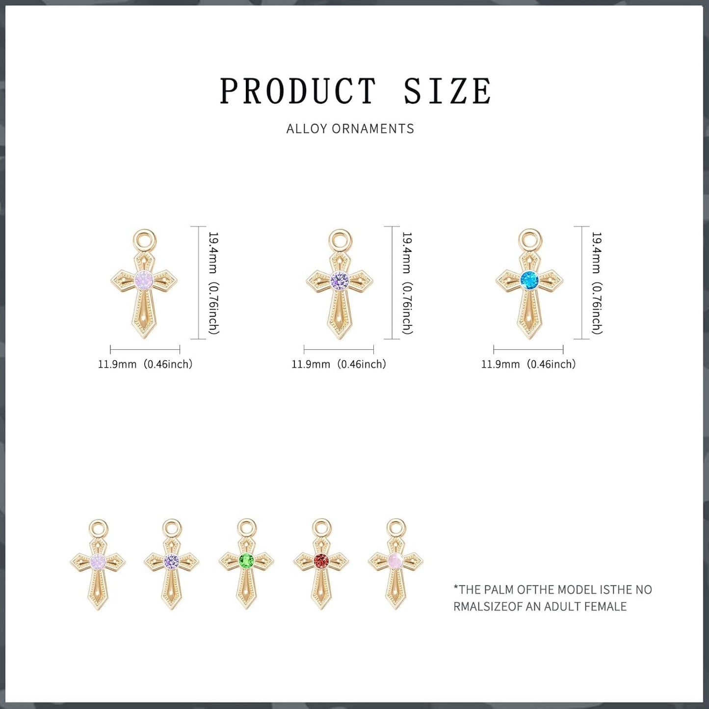 100Pcs 10Colors Rhinestone Tiny Cross Charms Alloy Crystal Mini Crucifix Pendant Beads for Catholic Jewelry Making Necklace Bracelet Earring Keychain DIY Gift Idea Handmade