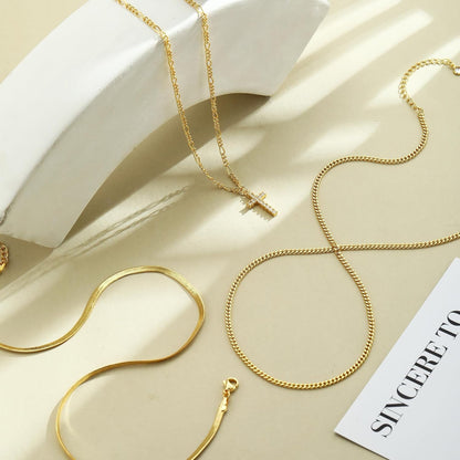 Layered Gold Cross Necklaces for Women, Stack Stackable Chunky 14K Gold Plated Cubic Zirconia Pendant Necklace Set Dainty Choker Layering Faith Jewelry Religious Gifts for Women