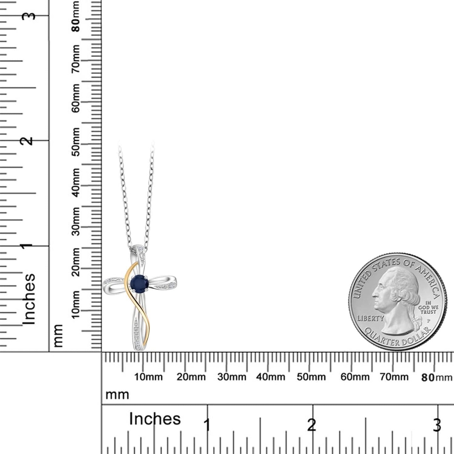 Infinity Cross Necklace for Women | 925 Sterling Silver and 10K Yellow Gold | Gemstone Birthstone and White Lab Grown Diamond Cross Faith Pendant Necklaces | with 18 Inch Chain