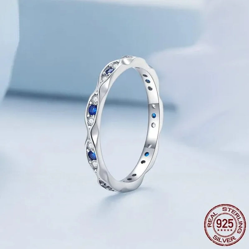 925 Sterling Silver Devil'S Eye Ring for Women White Gold Plated Jewelry Ring