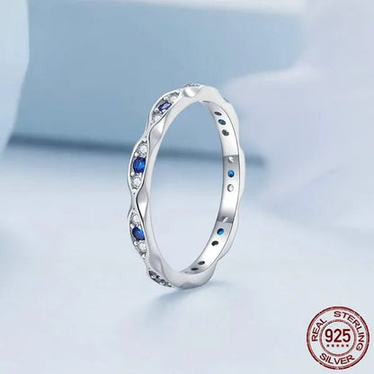 925 Sterling Silver Devil'S Eye Ring for Women White Gold Plated Jewelry Ring
