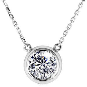 Majesty Diamonds MDS210304 1 CT Round Moissanite Solitaire Pendant Necklace with Chain in 0.925 White Sterling Silver